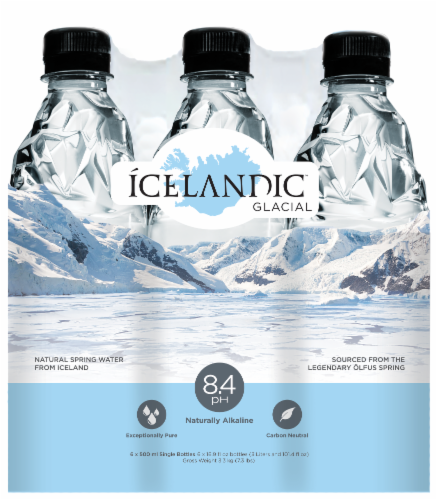 Icelandic™ Alkaline High PH Glacial Natural Spring Bottled Water Perspective: front