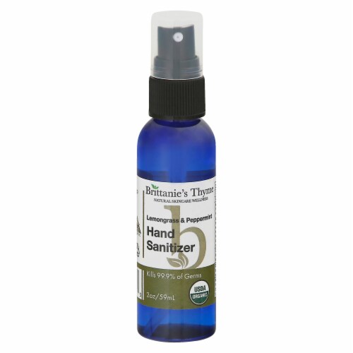 Brittanie's Thyme Lemongrass & Peppermint Hand Sanitizer Perspective: front