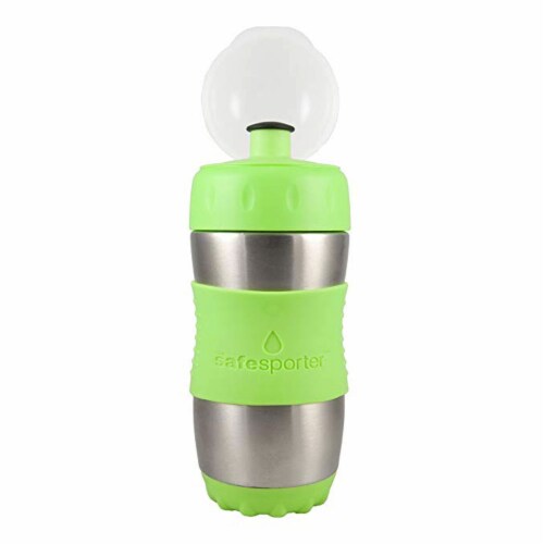 Kid Basix Safe Sporter 12 Ounce Reusable Stainless Steel Water Bottle, Lime