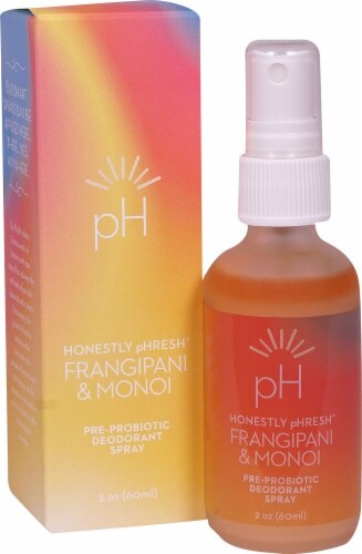 Honestly pHresh Frangipani & Monoi Pre-Biotic Deodorant Spray Perspective: front