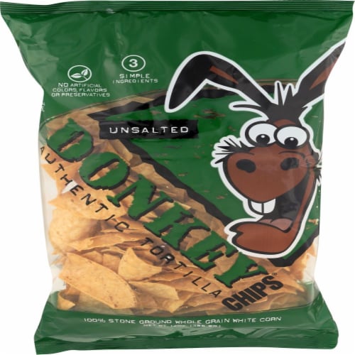 Donkey Unsalted Authentic Tortilla Chips Perspective: front