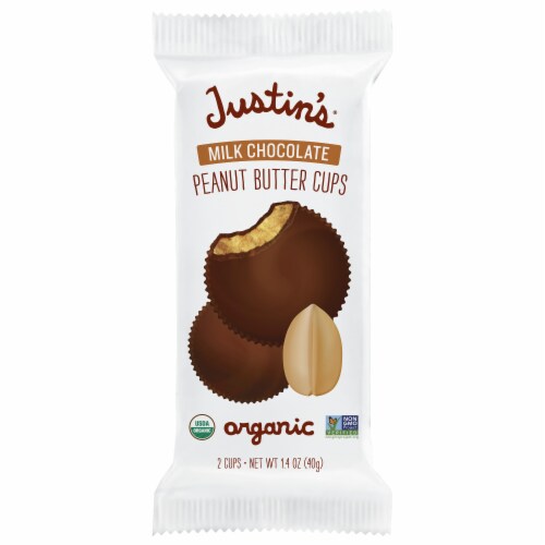 Justin's Organic Milk Chocolate Peanut Butter Cups 1.4 oz Perspective: front