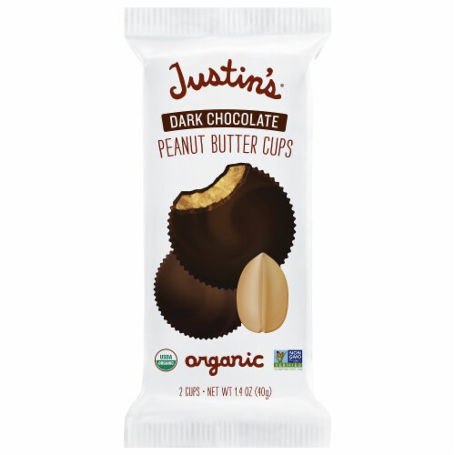 Justin's Organic Dark Chocolate Peanut Butter Cups 1.4 oz Perspective: front
