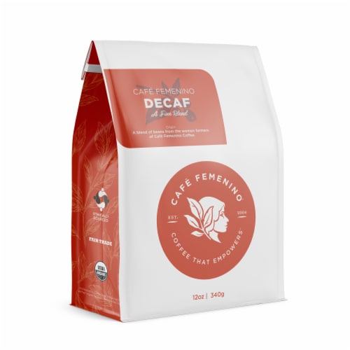 Café Femenino Organic Fair Trade Decaf Whole Bean Coffee Perspective: front