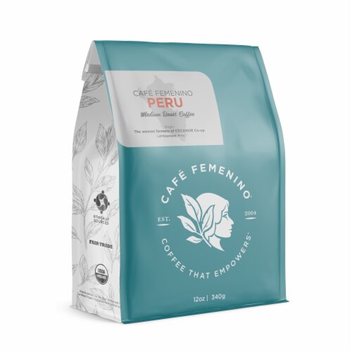 Café Femenino Organic Fair Trade Peru Whole Bean Coffee Perspective: front