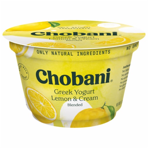 Chobani® Whole Milk Lemon & Cream Greek Yogurt Cup Perspective: front