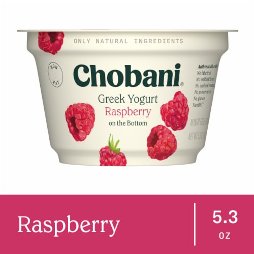 Chobani® Raspberry on the Bottom Nonfat Greek Yogurt Cup Perspective: front