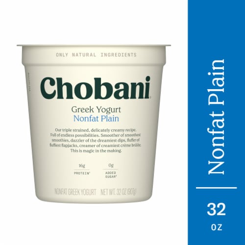 Chobani Non-Fat Greek Yogurt with Probiotics, Plain 5.3 oz