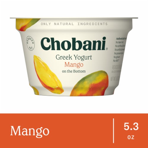 Chobani® Mango on the Bottom Low Fat Greek Yogurt Cup Perspective: front