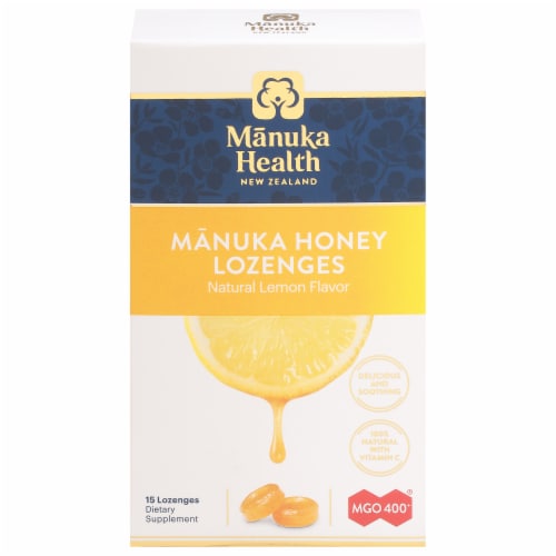 Manuka Health Lemon Manuka Honey Lozenges Perspective: front