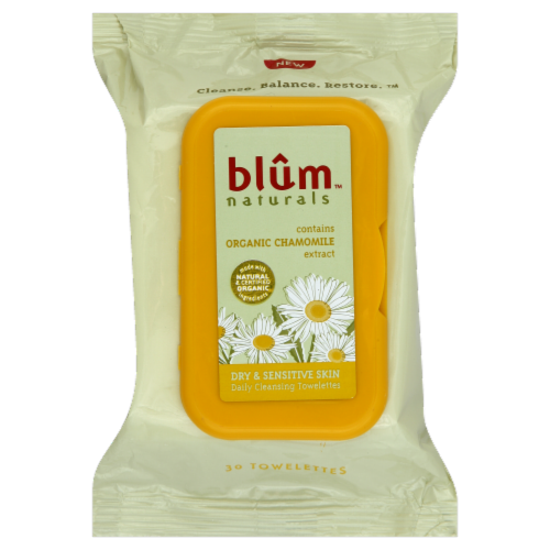 Blum Naturals Dry & Sensitive Skin Cleasing Towelettes Perspective: front