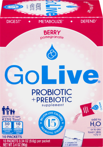 GoLive Berry Probiotic & Prebiotic Drink Mix Perspective: front