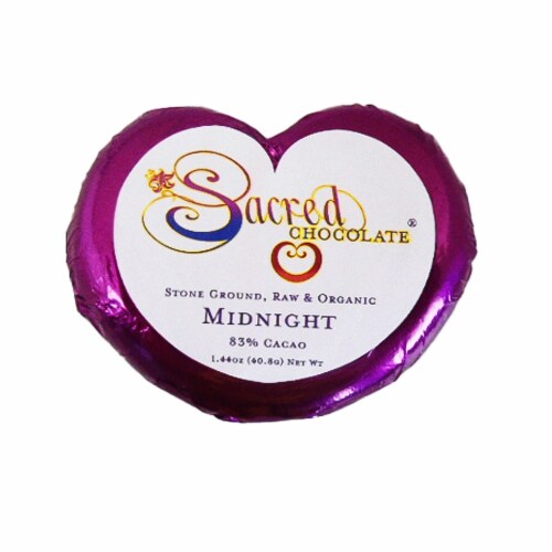 Sacred Chocolate Gluten-Free Midnight Dark Chocolate Heart Bar Perspective: front