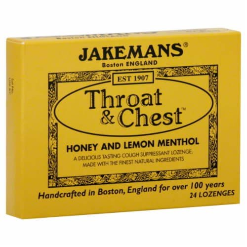 Jakemans® Throat & Chest™ Honey Lemon Lozenges Perspective: front