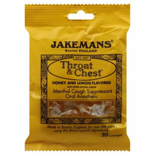 Jakemans Honey Lemon Menthol Cough Suppressant Perspective: front