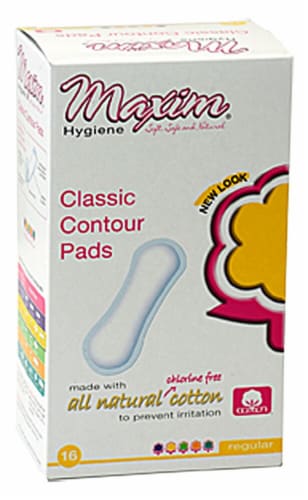 Maxim Natural Cotton Classic Contour Regular Sanitary Pads, 16 ct - Gerbes  Super Markets