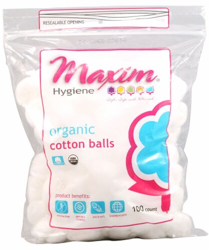 Maxim Hygiene Products  Organic Cotton Balls Perspective: front