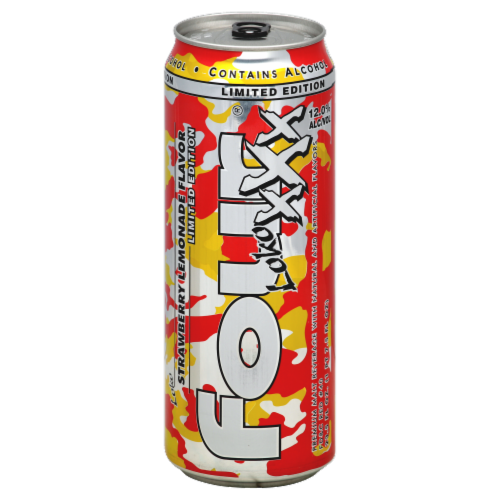 Four Loko XXX Strawberry Lemonade Flavored Hard Beverage Single Can Perspective: front