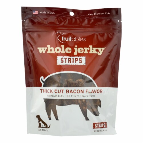 Fruitables® Whole Jerky® Strips Thick Cut Bacon Flavor Dog Treats Perspective: front