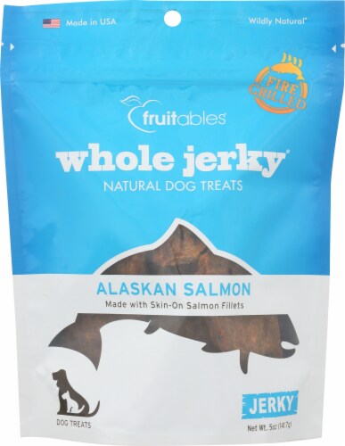Fruitables Whole Jerky Alaskan Salmon Natural Dog Treats Perspective: front
