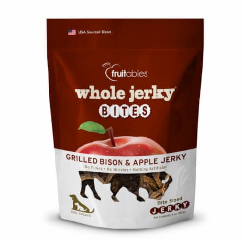 Fruitables® Grilled Bison & Apple Whole Jerky Bites Dog Treats Perspective: front