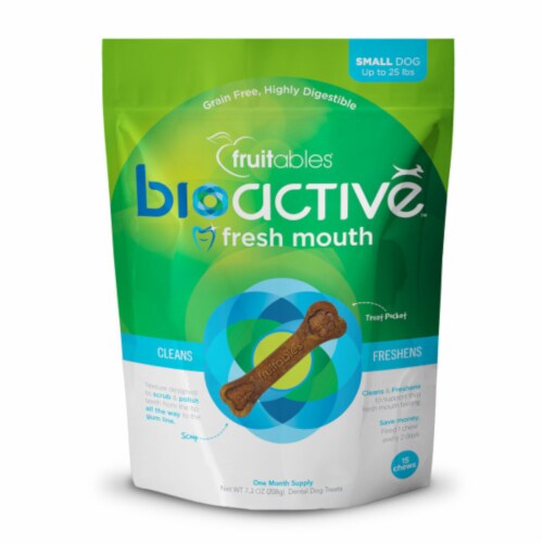 Fruitables® BioActive™ Fresh Mouth Small Dog Dental Chews Perspective: front