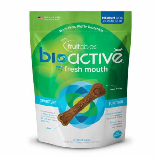 Fruitables® BioActive™ Fresh Mouth Medium Dog Dental Chews Perspective: front