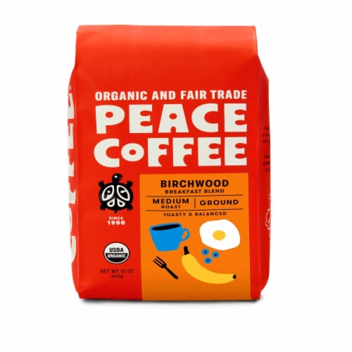 Peace Coffee Organic Birchwood Breakfast Blend Medium Roast Ground Coffee Perspective: front