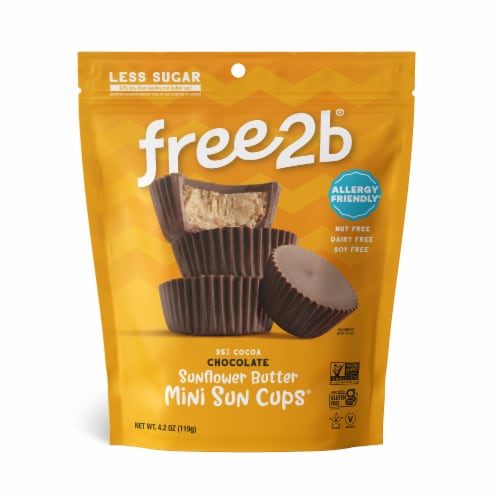 Free2b® Chocolate Sunflower Butter Mini Sun Cups® Candy Pouch Perspective: front