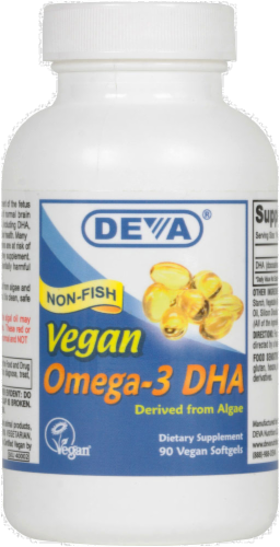 Deva Vegan Omega-3 DHA Softgels Perspective: front