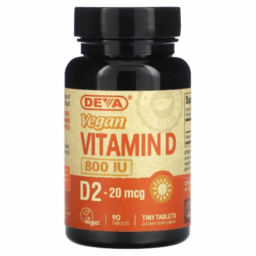 Deva Vegan Vitamin D Tablets 800IU Perspective: front