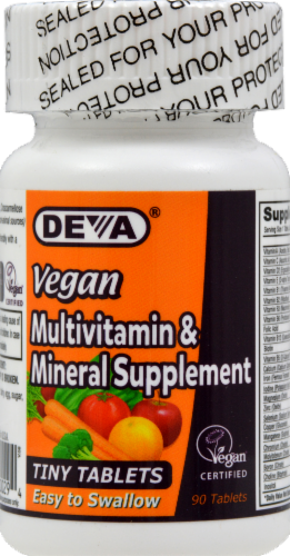 Deva Vegan Multivitamin & Supplement Tiny Tablets Perspective: front