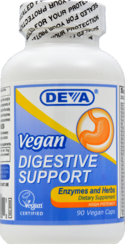 Deva Vegan Digestive Support Dietary Supplement Capsules Perspective: front