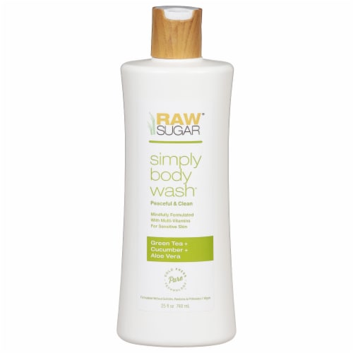 Raw Sugar Living Green Tea + Cucumber + Aloe Vera Sensitive Skin Simply Body Wash Perspective: front