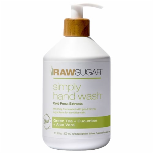 Raw Sugar Living Green Tea + Cucumber + Aloe Vera Sensitive Skin Simply Hand Wash Perspective: front