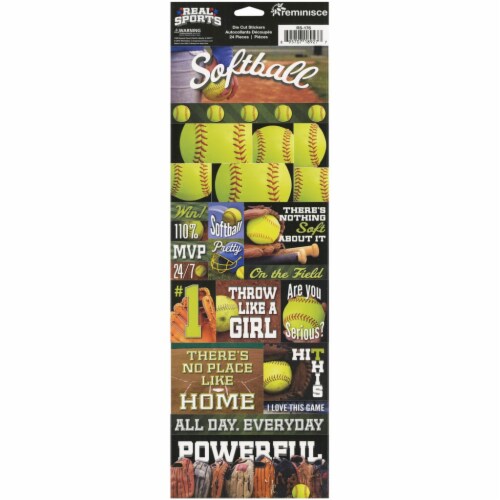 Reminisce Real Sports Cardstock Stickers 4.25 X13 -Softball Graphic Perspective: front