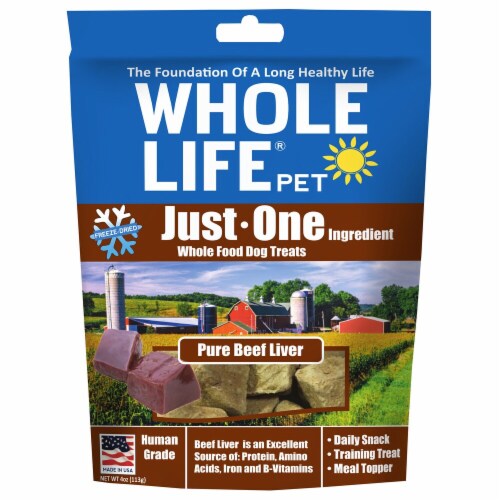Whole Life Pet  Just One Ingredient Whole Food Dog Treats   Pure Beef Liver Perspective: front