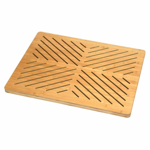 Oceanstar Bamboo Floor and Bath mat with Non-Slip Rubber Feet Perspective: front