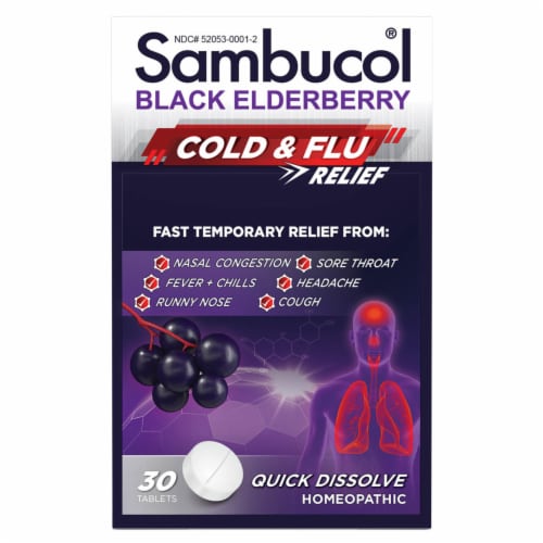 Sambucol® Homeopathic Cold & Flu Relief Tablets Perspective: front