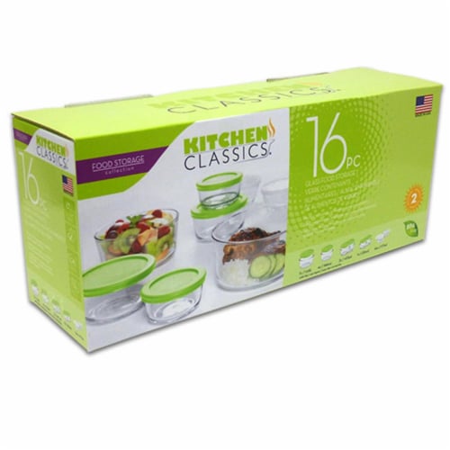 Libra Round Glass Storage Set with Lids - 16 Piece Perspective: front