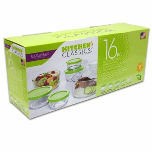 Libra Round Glass Storage Set with Lids - 16 Piece Perspective: front