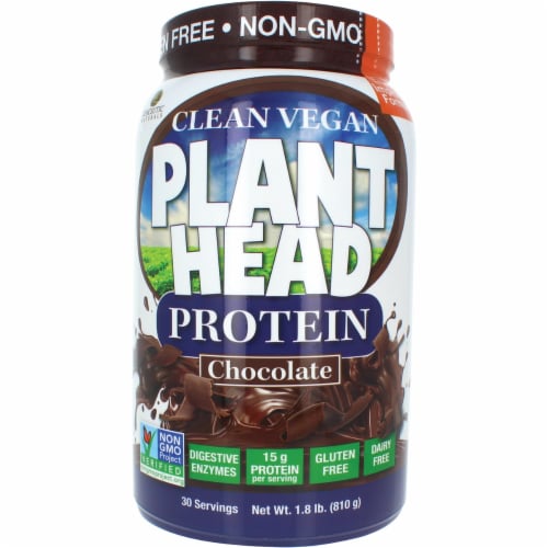 Genceutic Naturals Clean Vegan Plant Head Protein - Chocolate 1.8 lbs Pwdr Perspective: front