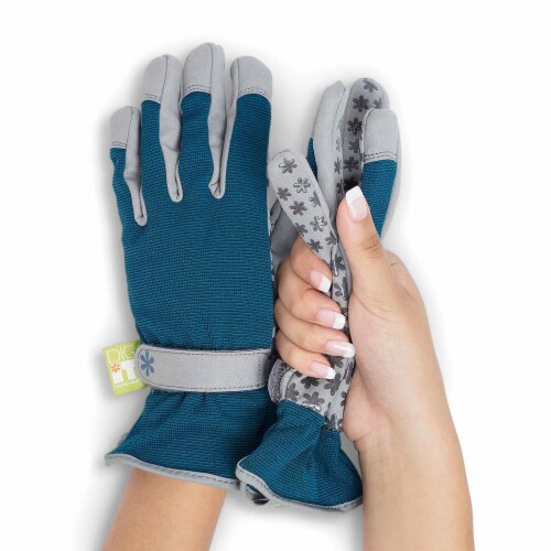Dig It® Fingertip Protection Handwear Women's Garden Glove - Grey Blue Perspective: front