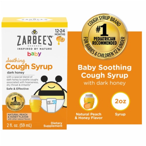 Zarbee's Baby Soothing Cough Syrup With Dark Honey, Peach Perspective: front