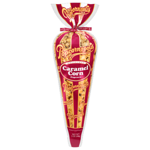 Popcornopolis® Caramel Corn Indulgent Popcorn Cone Perspective: front