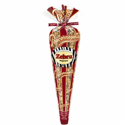 Popcornopolis® Gourmet Zebra Popcorn Cone Perspective: front