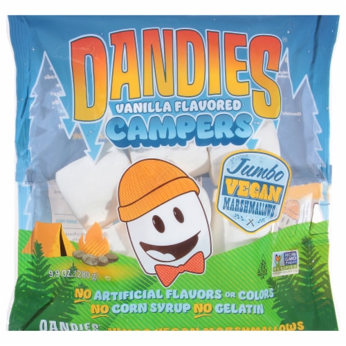 Dandies® Vanilla Campers™ Jumbo Vegan Marshmallows Perspective: front