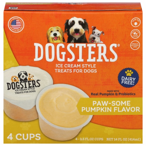 Dogsters Paw-Some Pumpkin Flavor Ice Cream Style Treats For Dogs Perspective: front