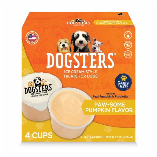 Dogsters Paw-Some Pumpkin Flavor Ice Cream Style Treats For Dogs Perspective: front