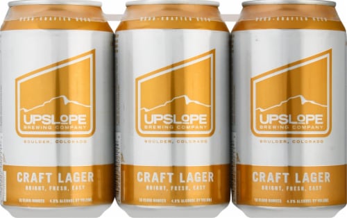 Upslope Craft Lager Beer Cans Perspective: front